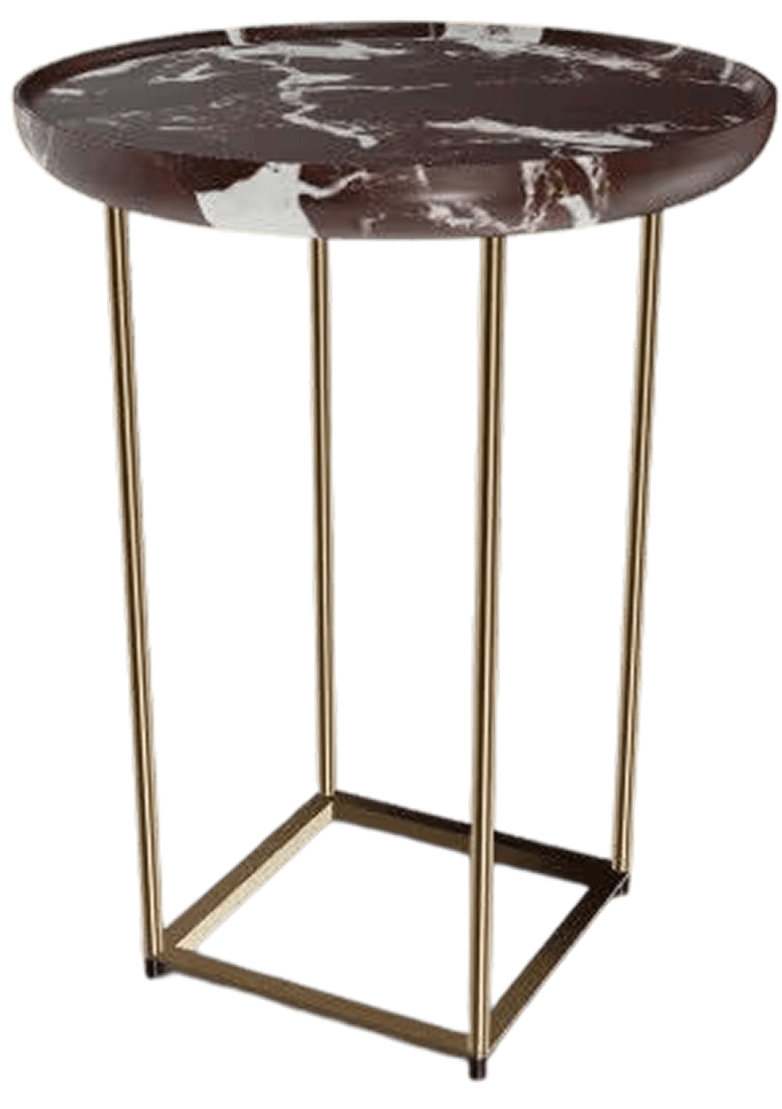 Bàn cà phê tròn, TOREI, DI390 x H510 mm, mặt đá cẩm thạch Rosso Levanto, chân đồng đánh bóng