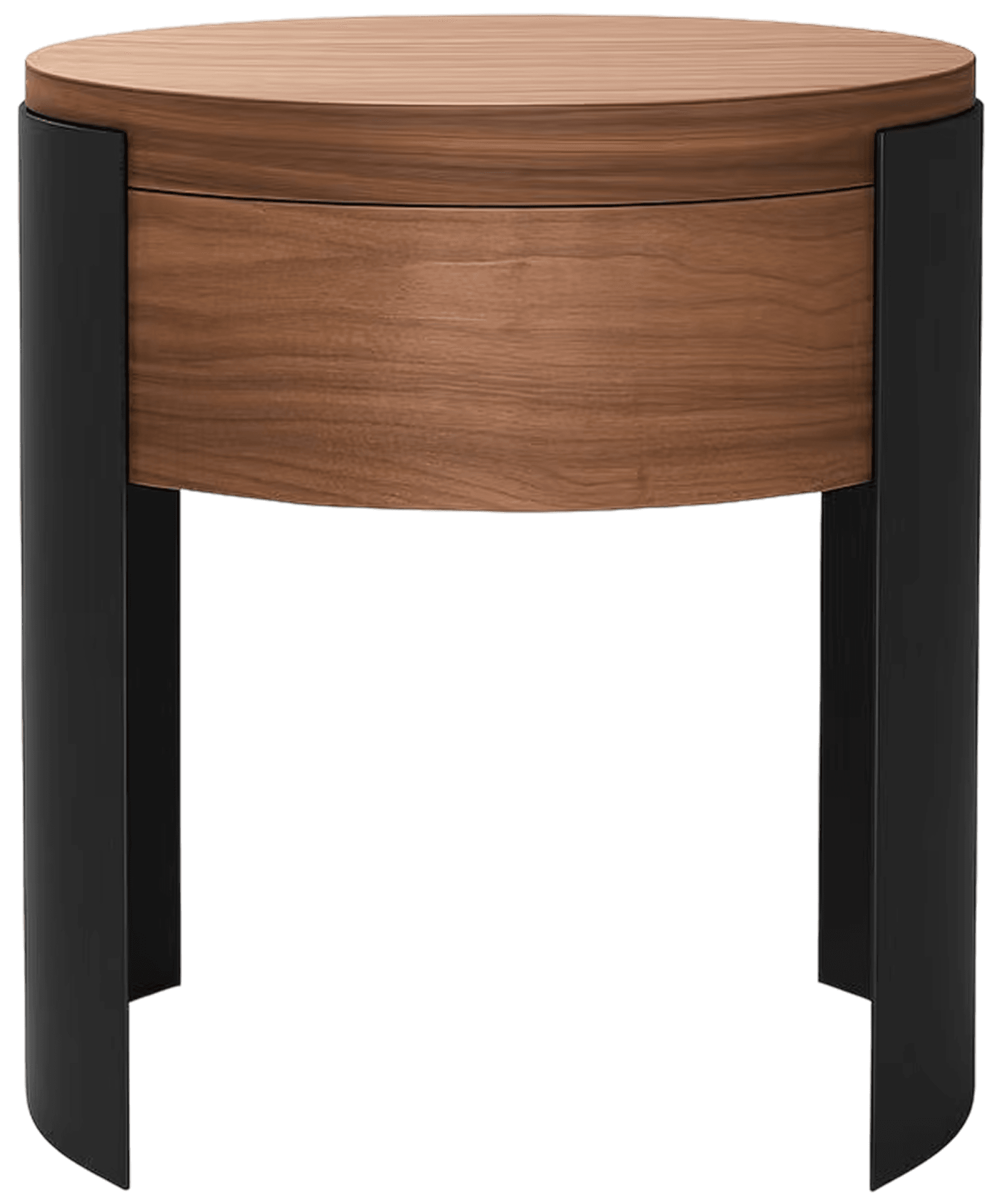 Bàn đầu giường BIO-MBO COMODINO, DI450 x H470 mm, chân nhôm sơn đen, gỗ óc chó Mỹ