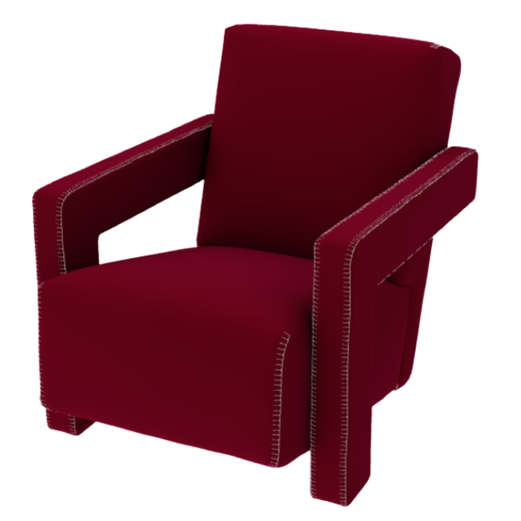 Ghế bành, UTRECHT, W640 x D850 x H700 mm, bọc vải Ortigia màu đỏ rượu vang, đường chỉ tự nhiên.