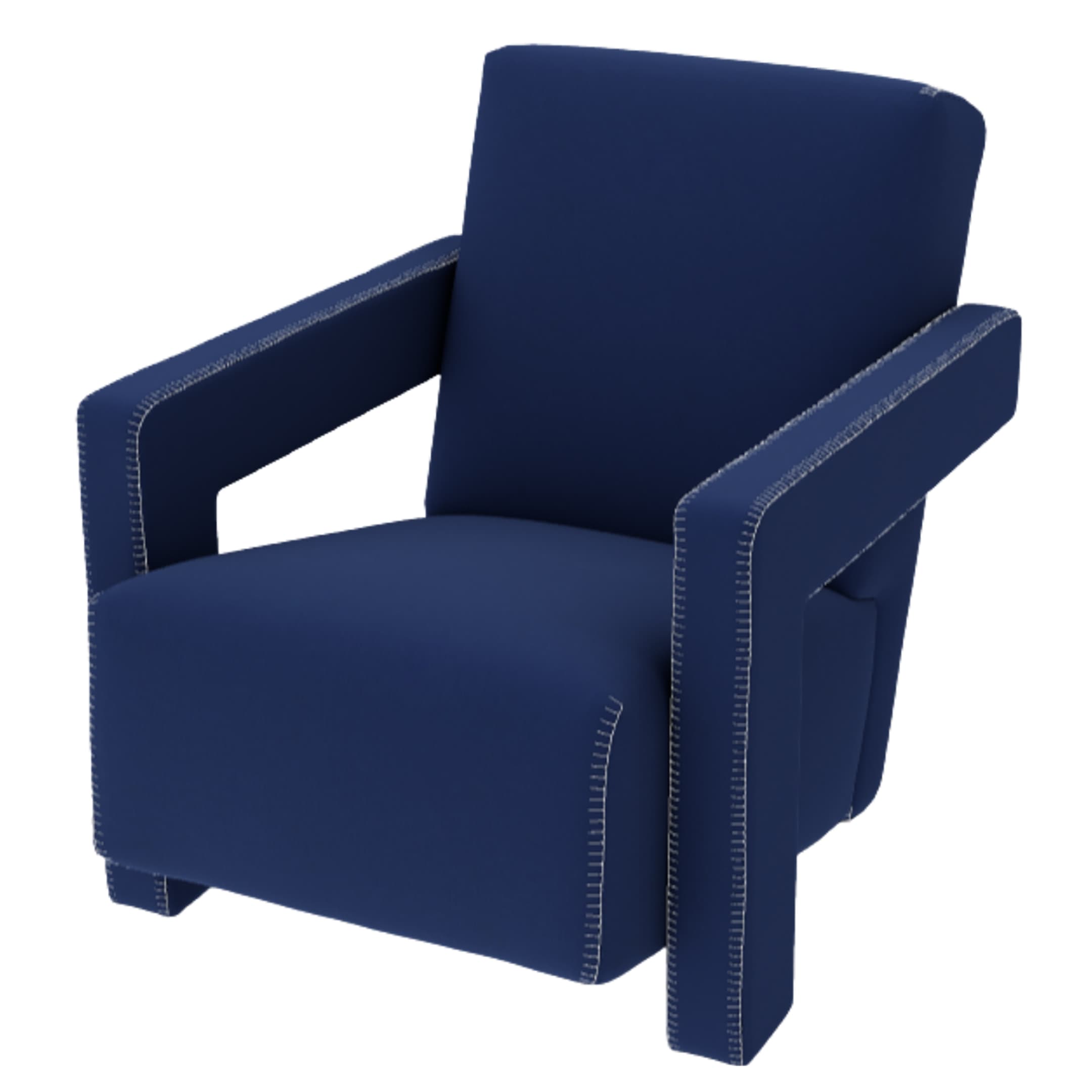 Ghế bành UTRECHT, hiệu Cassina, model 63701000, kích thước 64x85x70 cm, bọc vải 13L664- Ortigia Prusiaa, blanket stitching màu natural thread