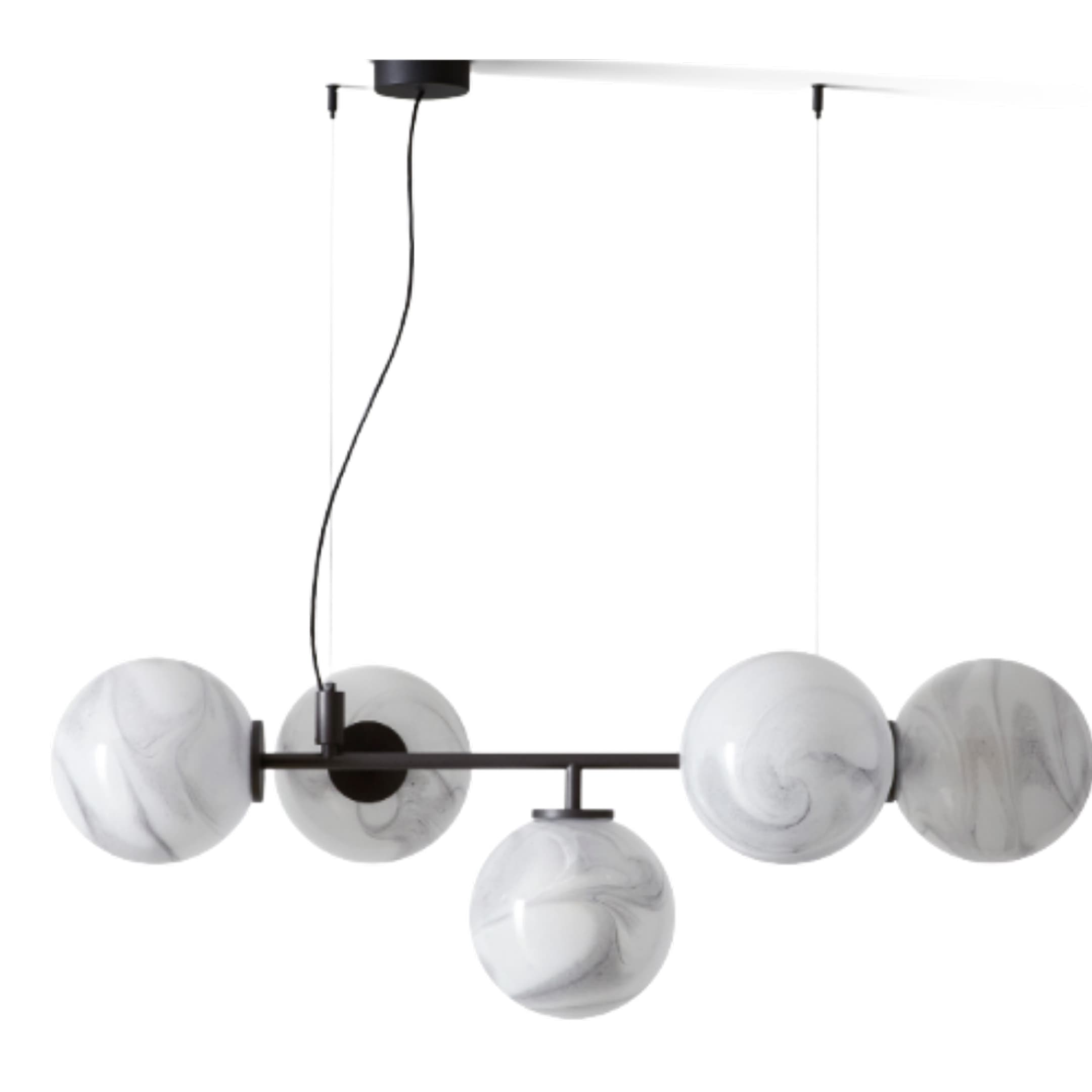 Đèn thả Starburst, hiệu Cassina, model 089 28, Vetro marmorizzato bian, White marbled glass, kích thước 120x60x50 cm